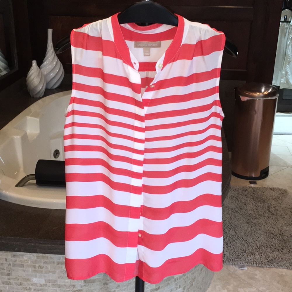 Banana republic top- orange and white stripe
